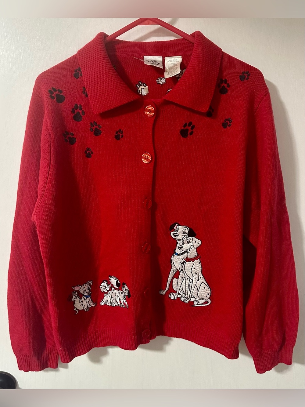 Vintage Disney Women’s 101 Dalmatians Embroidered Button-Up Sweater
